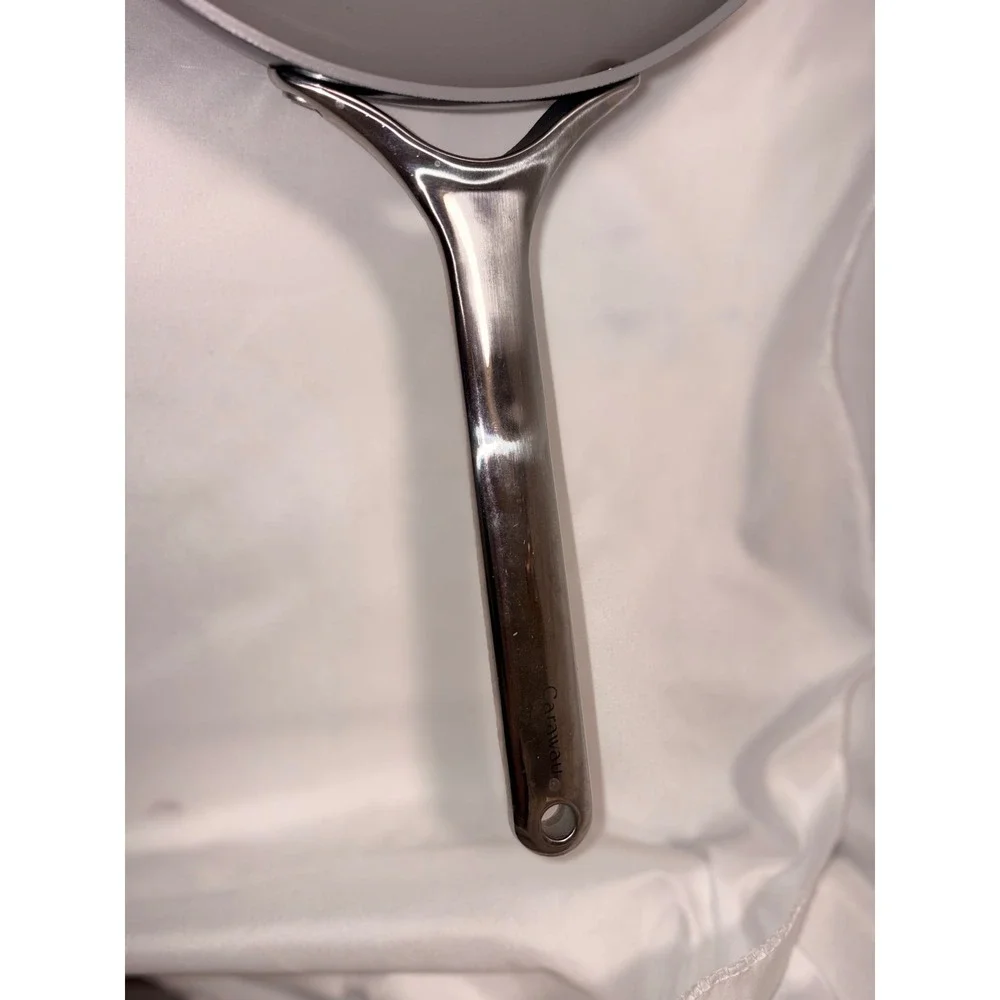 Caraway Non-Stick Ceramic Fry Pan Navy Blue Stainless Steel Handle 10.5 Inch
